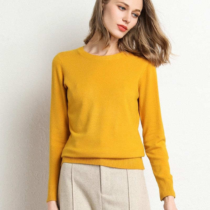 Women's Cashmere Sweater Classic Neckline