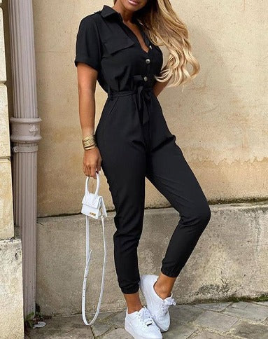 Women's Belted Jogger Jumpsuit