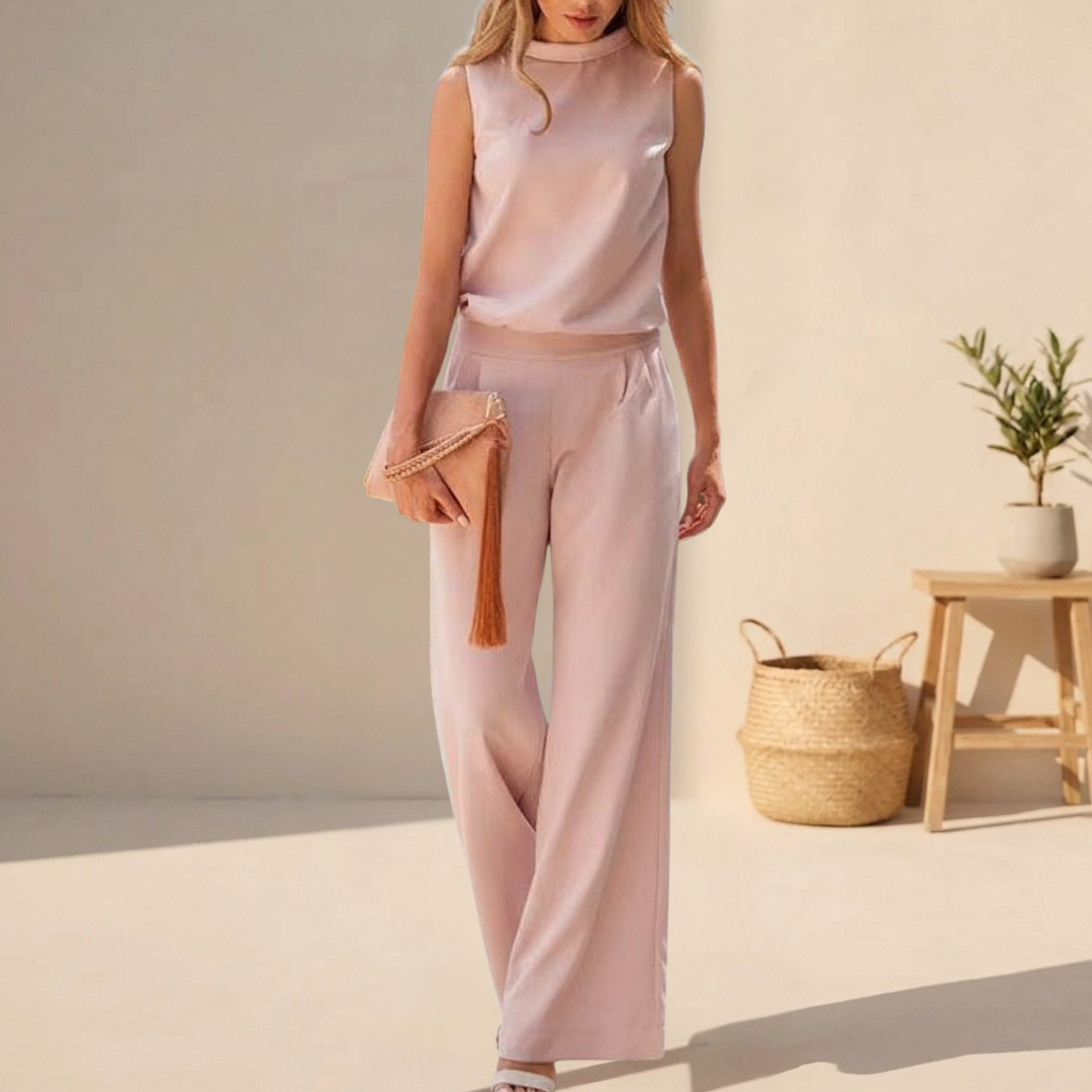 Women's High-Waisted Two-Piece Jumpsuit Set - Vonnera