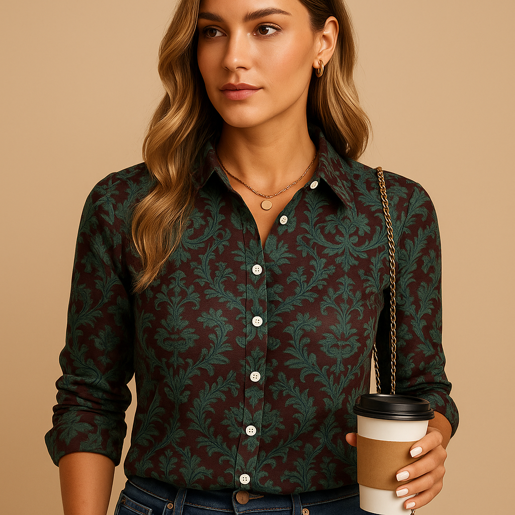 Women’s patterned blouse with a flattering and comfortable fit, designed for everyday wear and special occasions with a stylish look.
