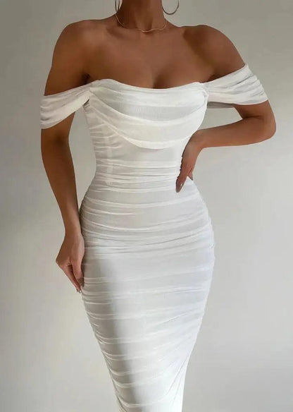 Image of Patty | Women's Off-the-Shoulder Bodycon Midi Dress