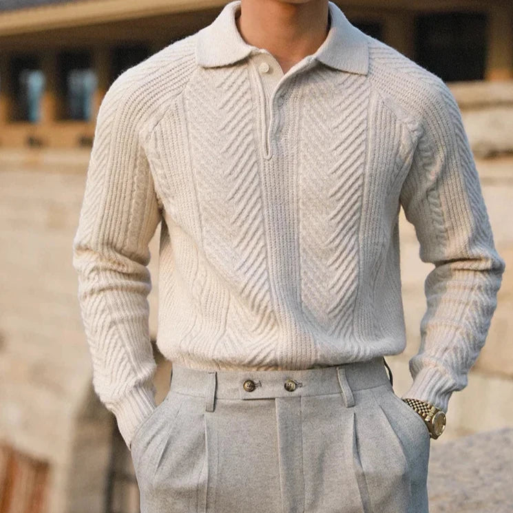 Men's Long Sleeve Zip Polo Shirt - Vonnera