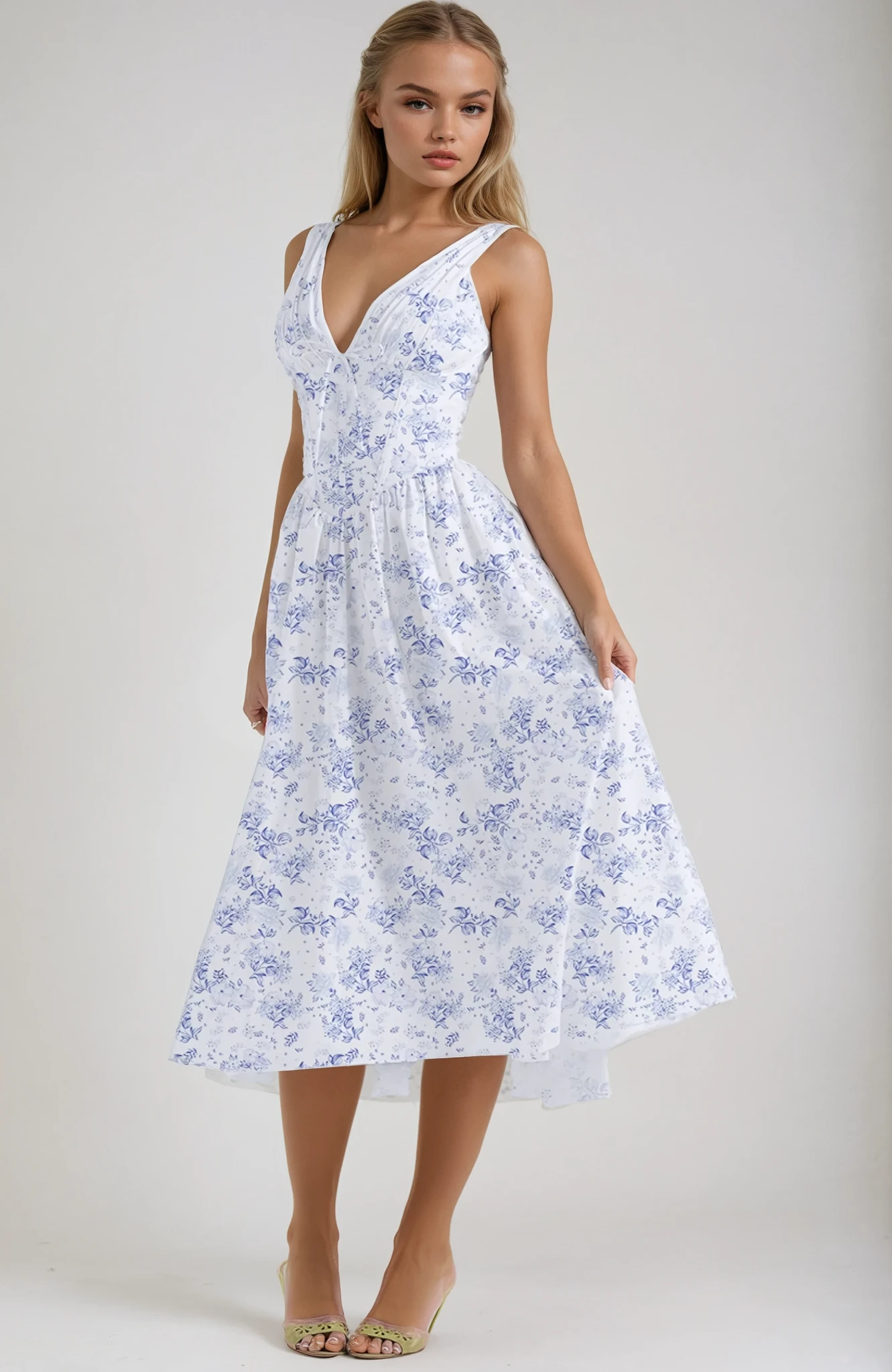 Women's Midi Floral V-Neck Summer Dress