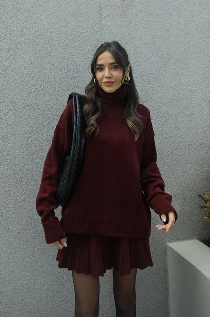 Women's Turtleneck Sweater Skirt Set - Vonnera