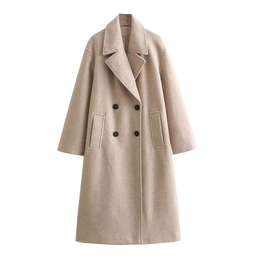 Women's Double Breasted Long Tailored Coat