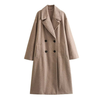 Women's Double Breasted Long Tailored Coat