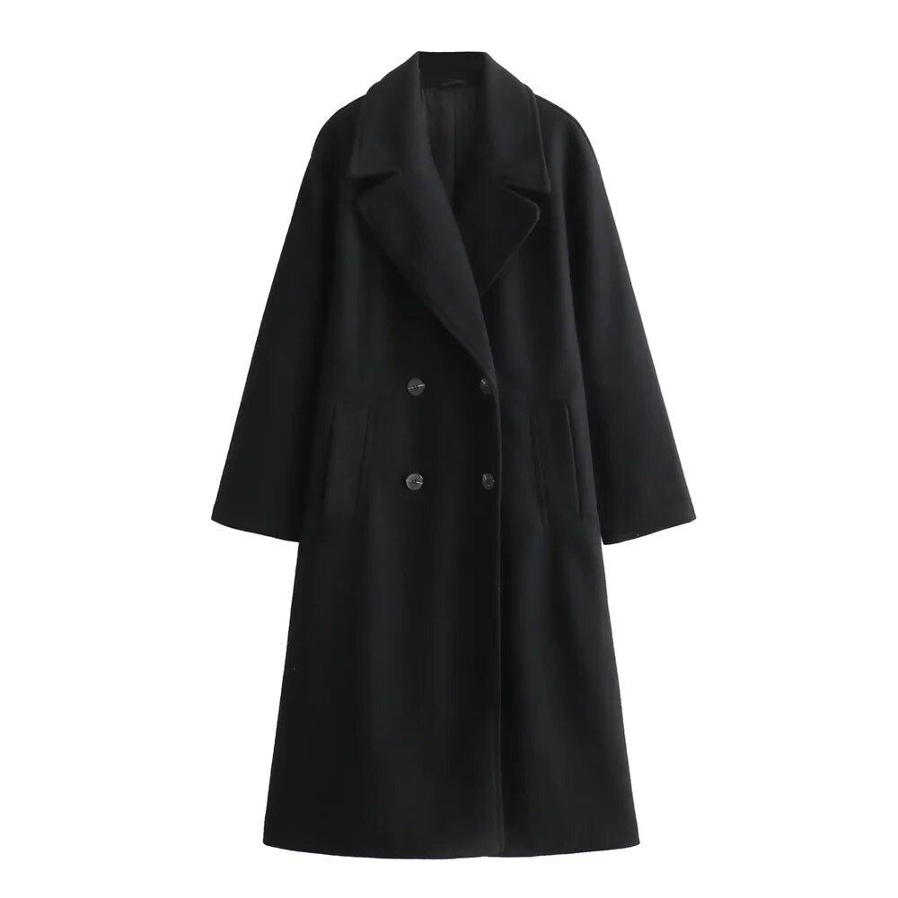 Women's Longline Coat Wide Lapel - Vonnera