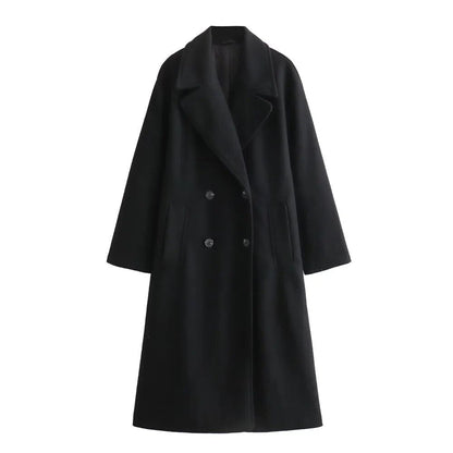 Women's Longline Coat Wide Lapel - Vonnera