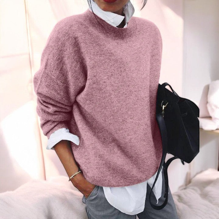 Women's Round Neck Sweater Straight Hem