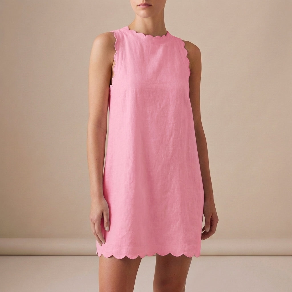 Women's Sleeveless Ruffle Mini Dress Lightweight