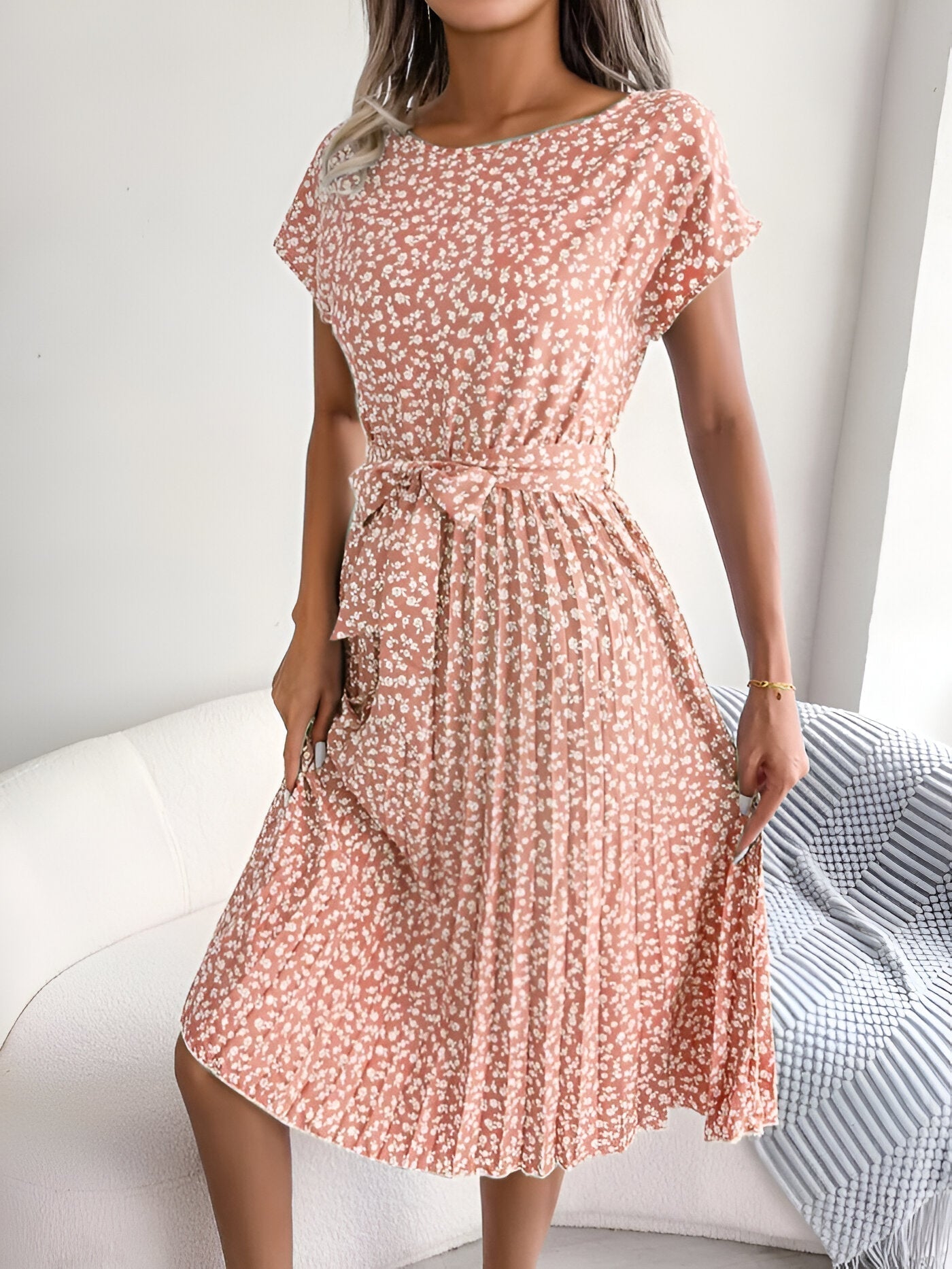 Women's Pleated Floral Dress