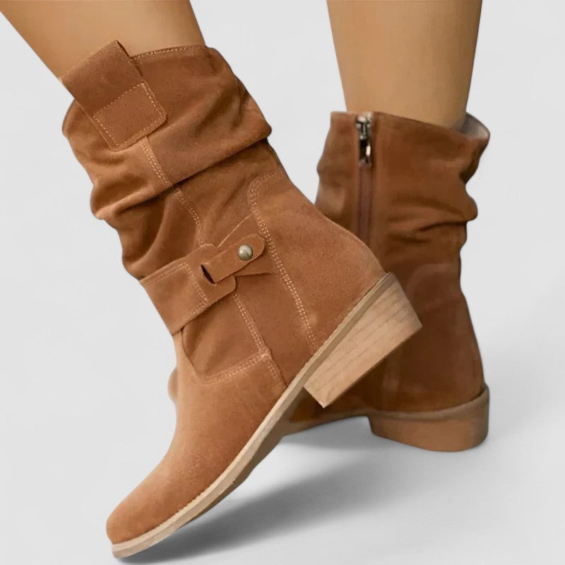 Women's Mid Calf Boots Structured Ankle Silhouette