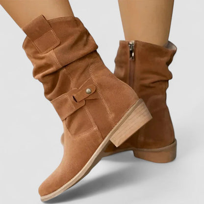 Women's Mid Calf Boots Structured Ankle Silhouette