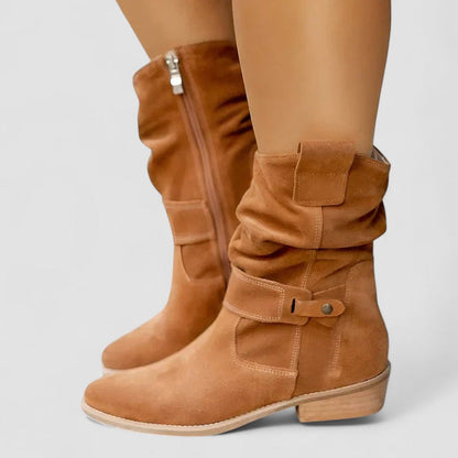 Women's Mid Calf Boots Structured Ankle Silhouette