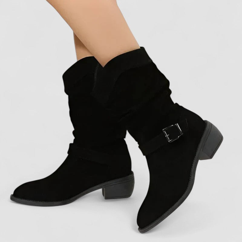 Women's Mid Calf Boots Structured Ankle Silhouette