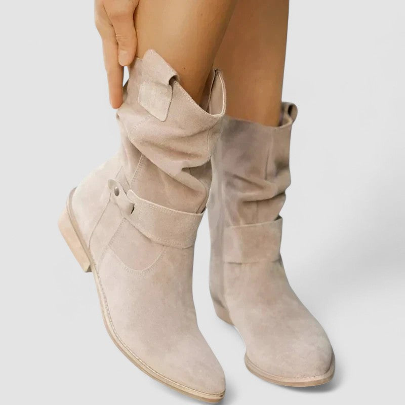 Women's Mid Calf Boots Structured Ankle Silhouette