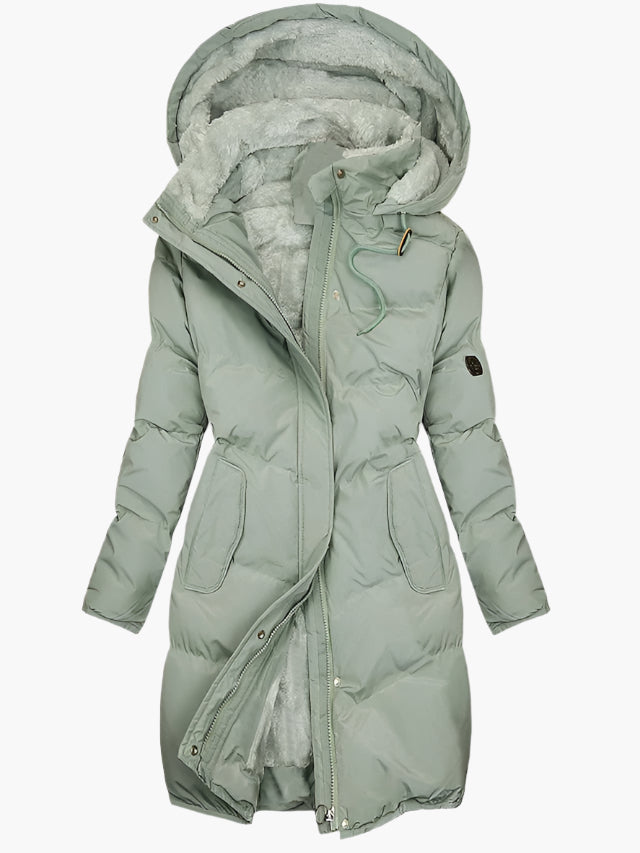 Women's Quilted Puffer Coat Knee-Length Hooded - Vonnera