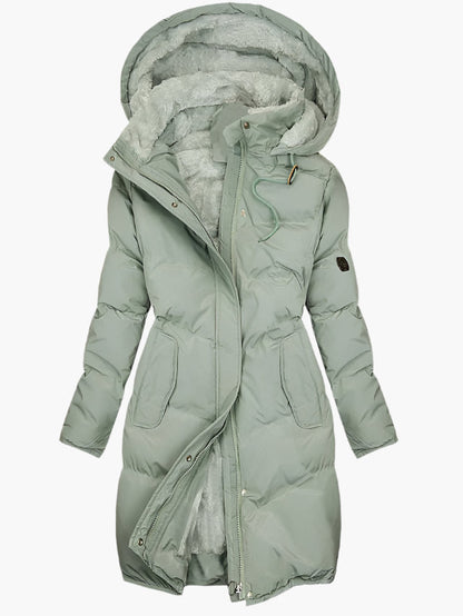Women's Quilted Puffer Coat Knee-Length Hooded - Vonnera