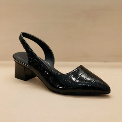 Orthopedic Slingback Heels Pointed Block Heel