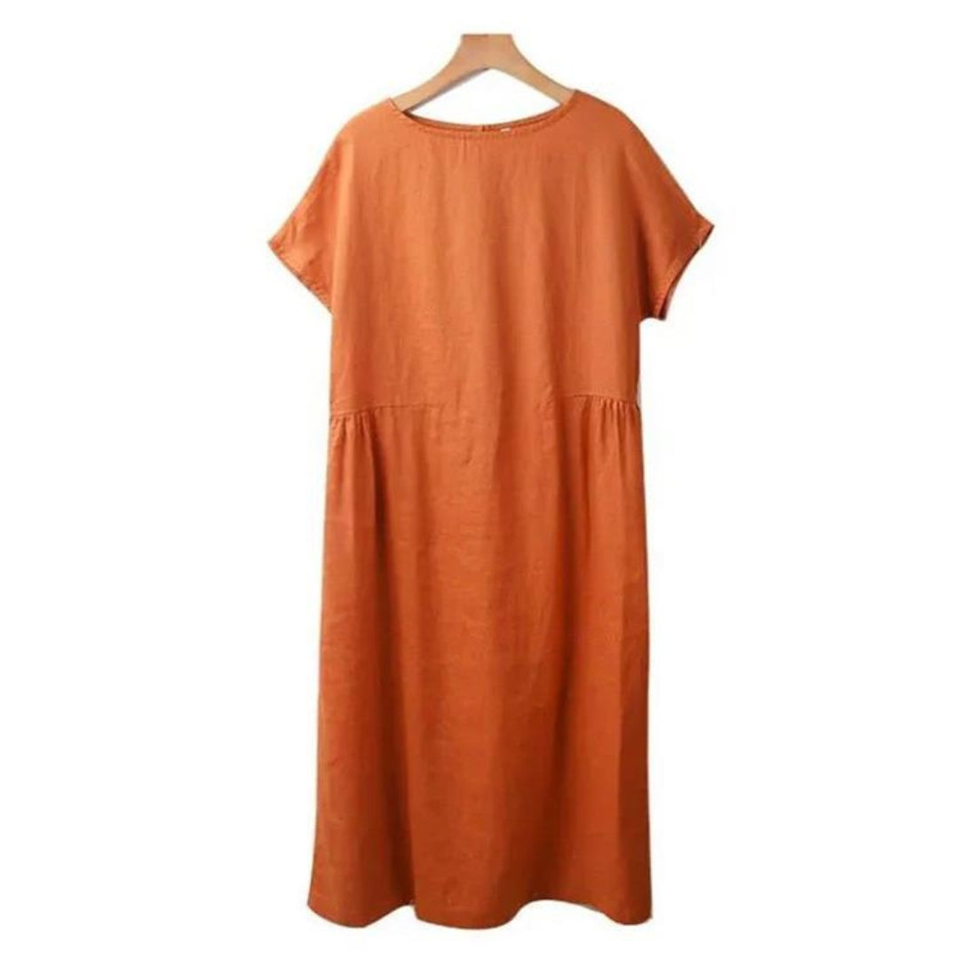 Image of Polly | Women's Short Sleeve A-Line Midi Dress