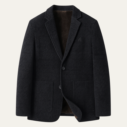 Men's Chenille Blazer Warm Fur Lined Navy - Vonnera