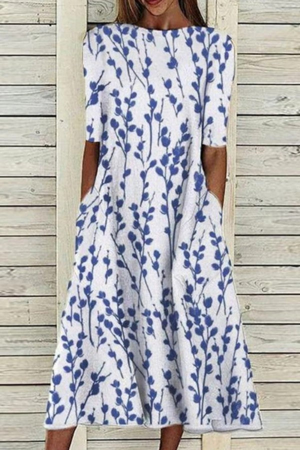Women's Crewneck Half Sleeve Midi Dress - Vonnera