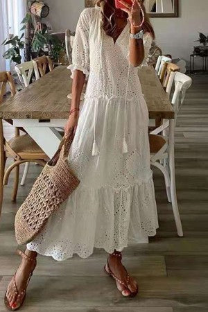Women's V-Neck Maxi Dress Floral Print Boho Style