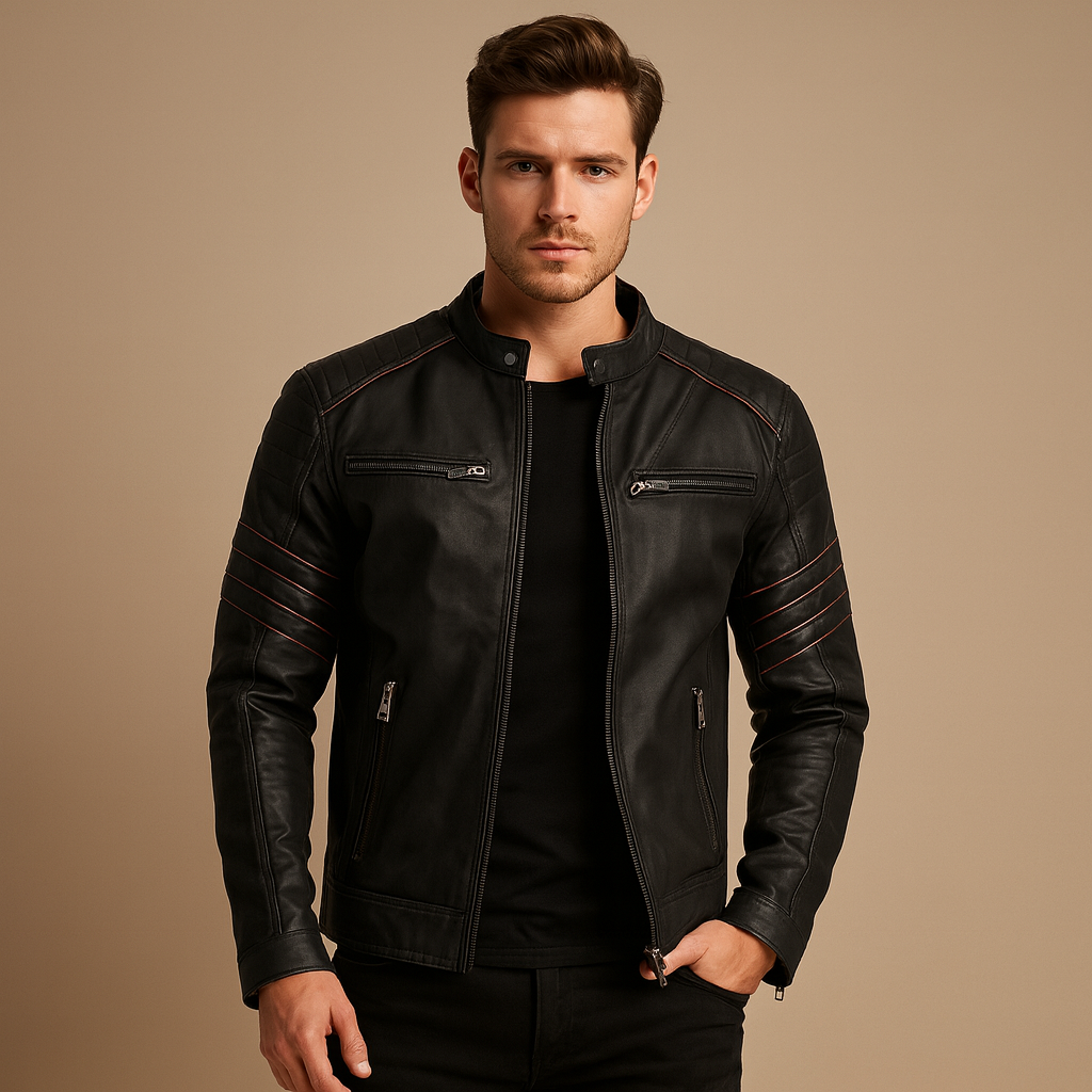 Men's Biker Leather Jacket - Vonnera
