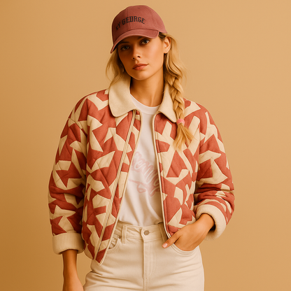 Women’s printed cotton coat with slim fit, breathable fabric, and expressive multicolor designs for stylish everyday outfits.