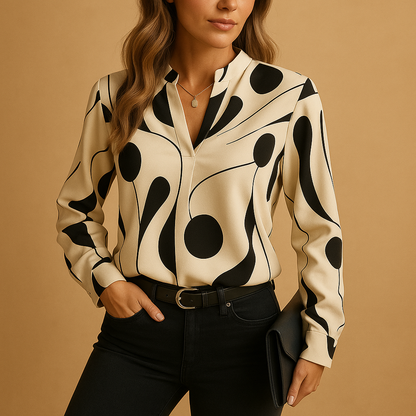 Women's Elegant Printed Blouse - Vonnera
