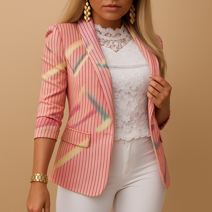 Women’s printed shawl-collar blazer with a tailored, flattering silhouette, ideal for work, dinners, and chic casual outfits.