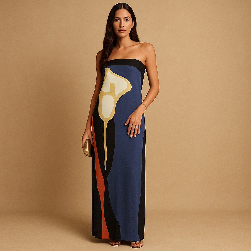 Printed summer dress for women with a flattering fit and airy cut, ideal for vacations, brunch, garden parties, and evening outings.
