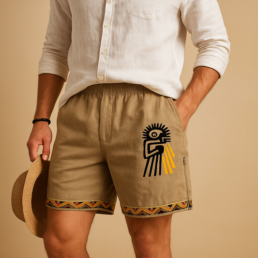 Men’s printed summer shorts with drawstring and elastic waistband, perfect for beach days, vacations, and casual summer outfits.