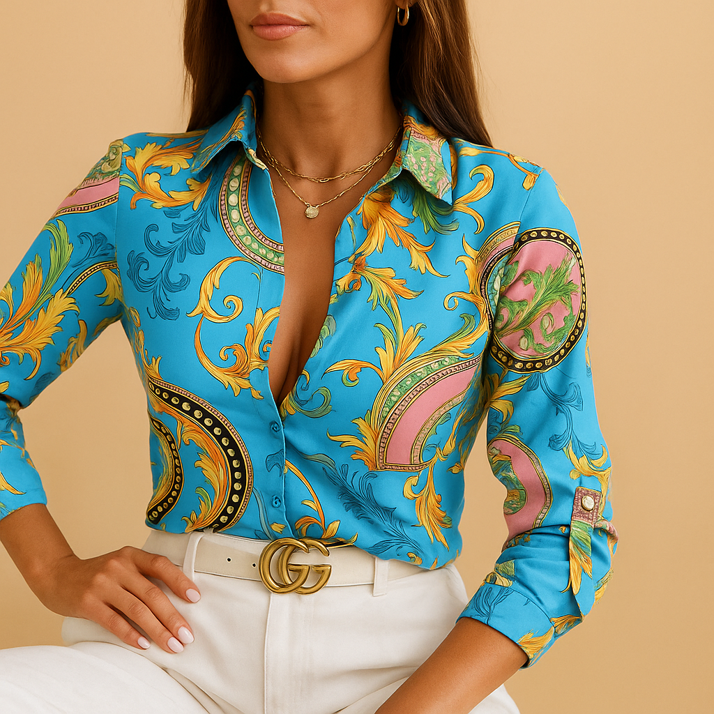 Women's Printed Wrap Blouse - Vonnera