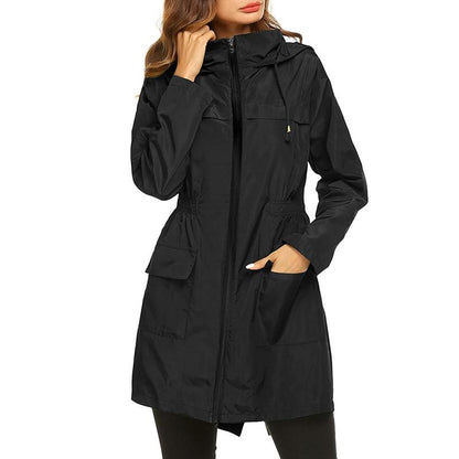 Women's Waterproof Windbreaker Jacket Lightweight Breathable Navy