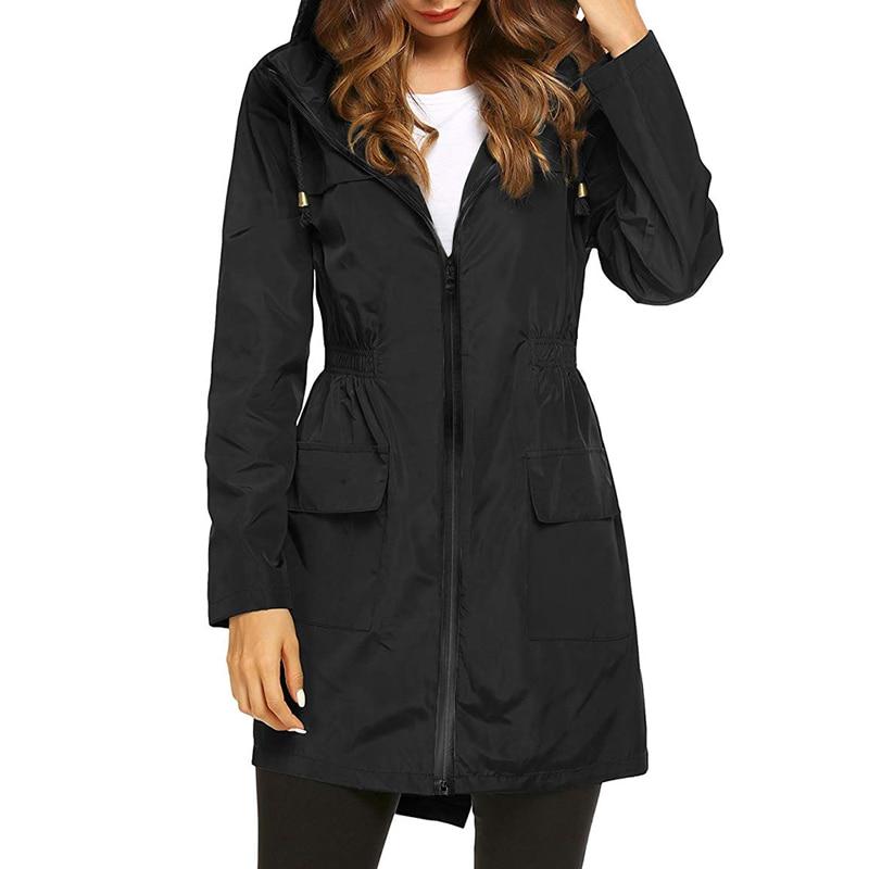 Women's Waterproof Windbreaker Jacket Lightweight Breathable Navy