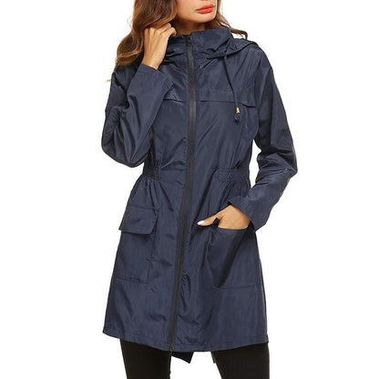 Women's Waterproof Windbreaker Jacket Lightweight Breathable Navy