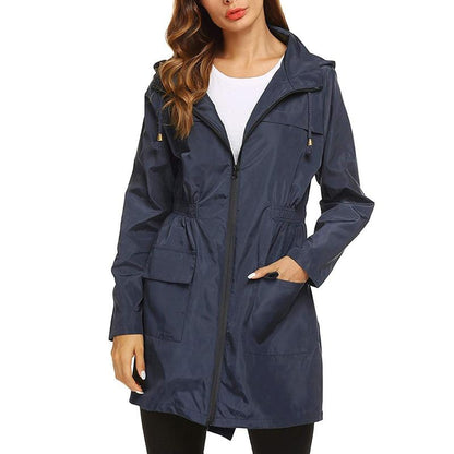 Women's Waterproof Windbreaker Jacket Lightweight Breathable Navy