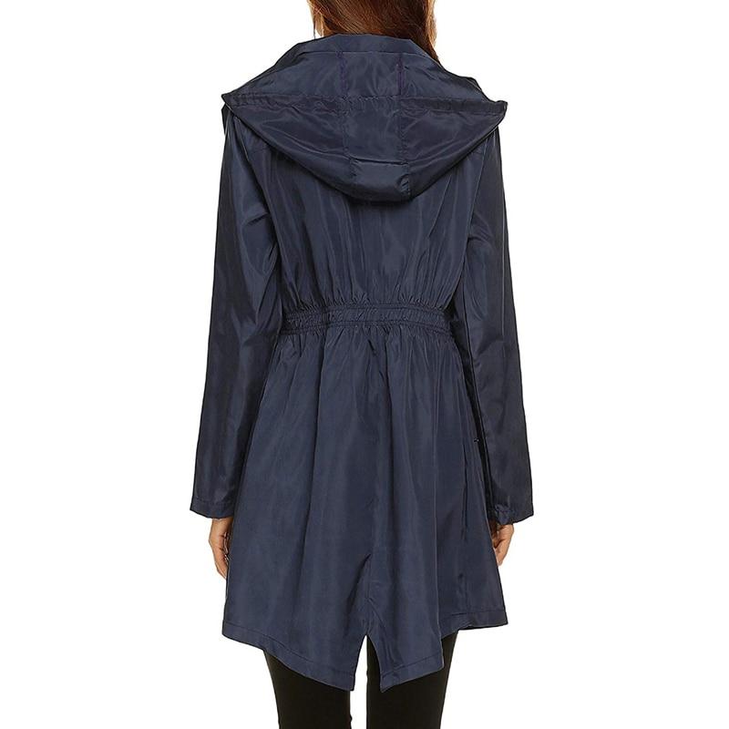 Women's Waterproof Windbreaker Jacket Lightweight Breathable Navy