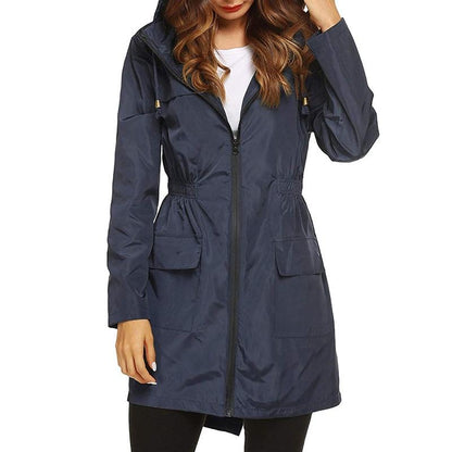 Women's Waterproof Windbreaker Jacket Lightweight Breathable Navy - Vonnera