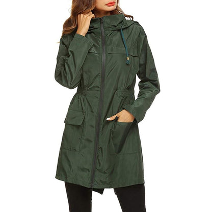 Women's Waterproof Windbreaker Jacket Lightweight Breathable Navy