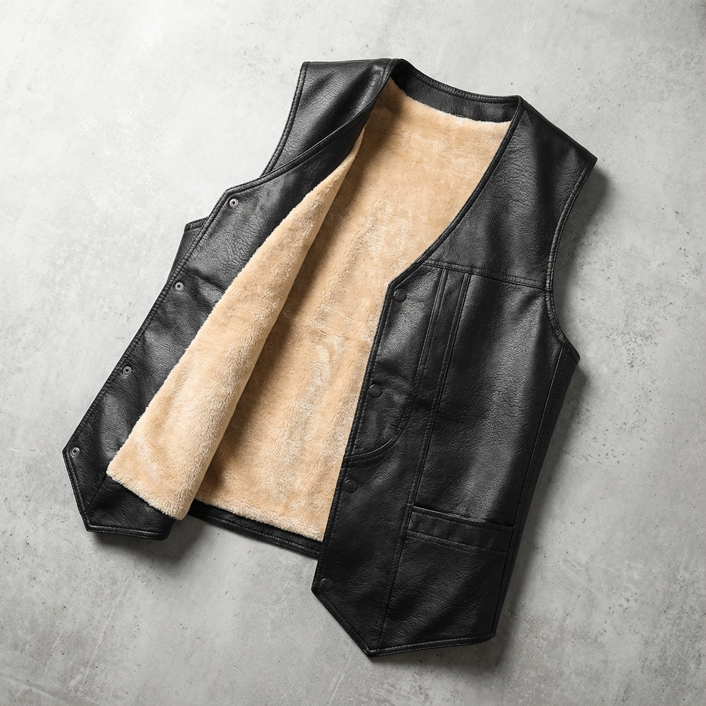 Nado Men's Fleece Lined Leather Vest - Vonnera