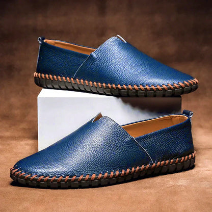 Men's Leather Slip On Loafers Matte Black