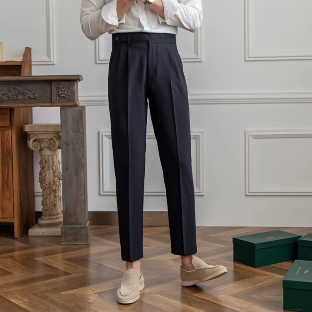 Image of Raphael | Men's Pleated Cropped Dress Pants