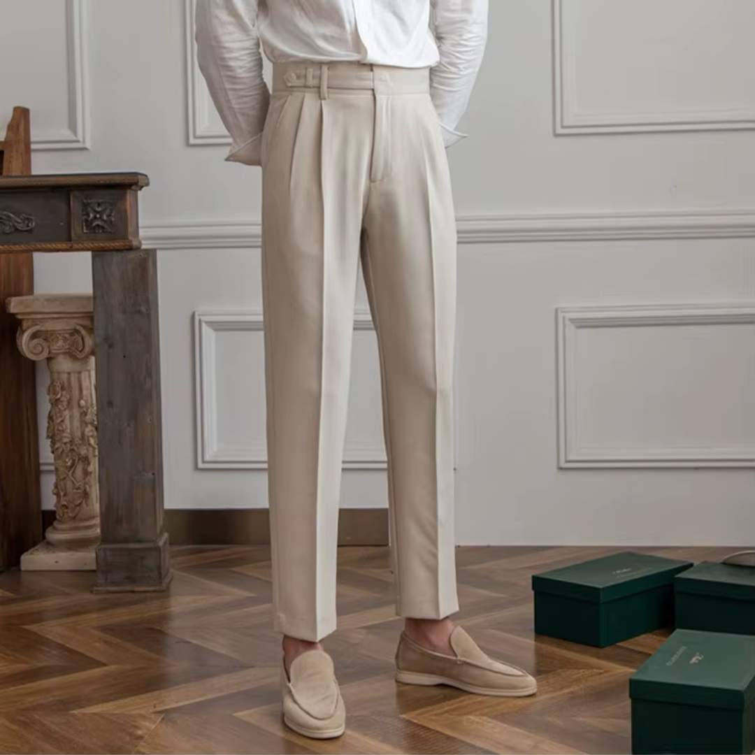 Men's Pleated Cropped Dress Pants - Vonnera