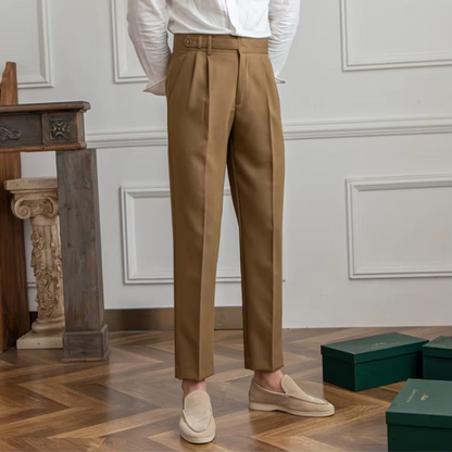 Image of Raphael | Men's Pleated Cropped Dress Pants