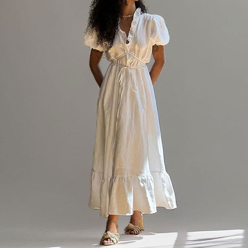 Women's A-Line Maxi Dress Puff Sleeve - Vonnera