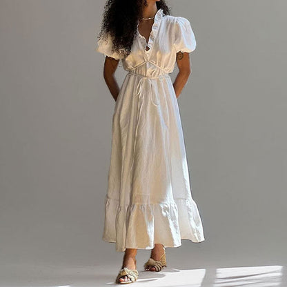 Women's A-Line Maxi Dress Puff Sleeve - Vonnera