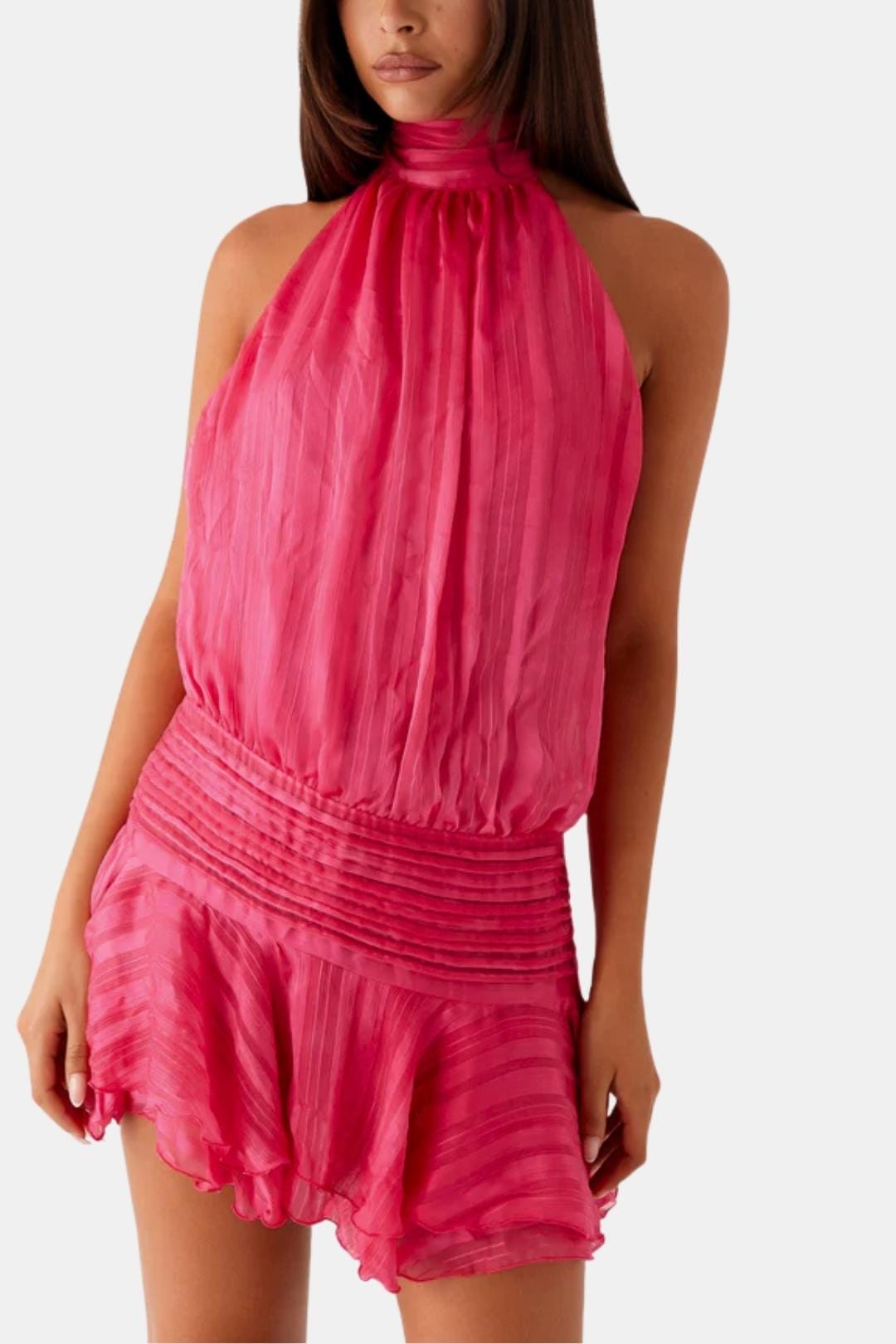 Image of Reba | Women's Sleeveless Halter Mini Dress