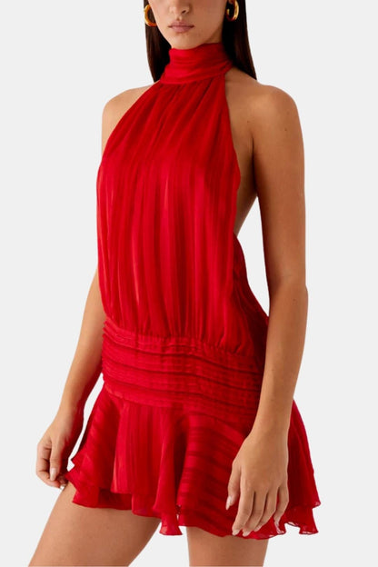 Image of Reba | Women's Sleeveless Halter Mini Dress
